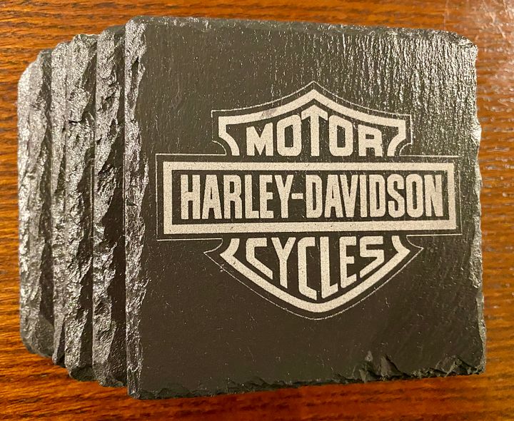 Harley-Davidson Logo Slate Coasters - Set of 6 Custom Laser Engraved product image (2)