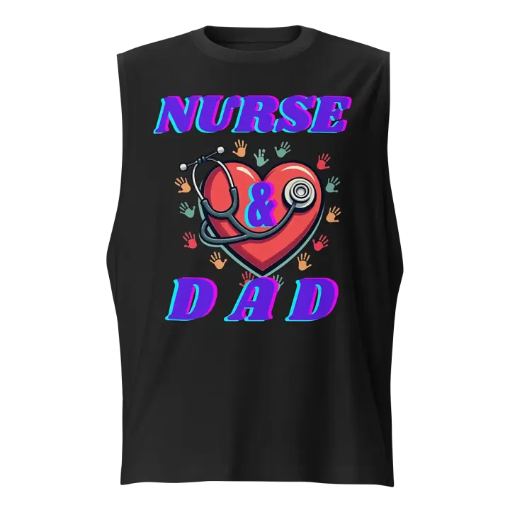 Nurse Dad Heart & Stethoscope Muscle Tank product image (1)