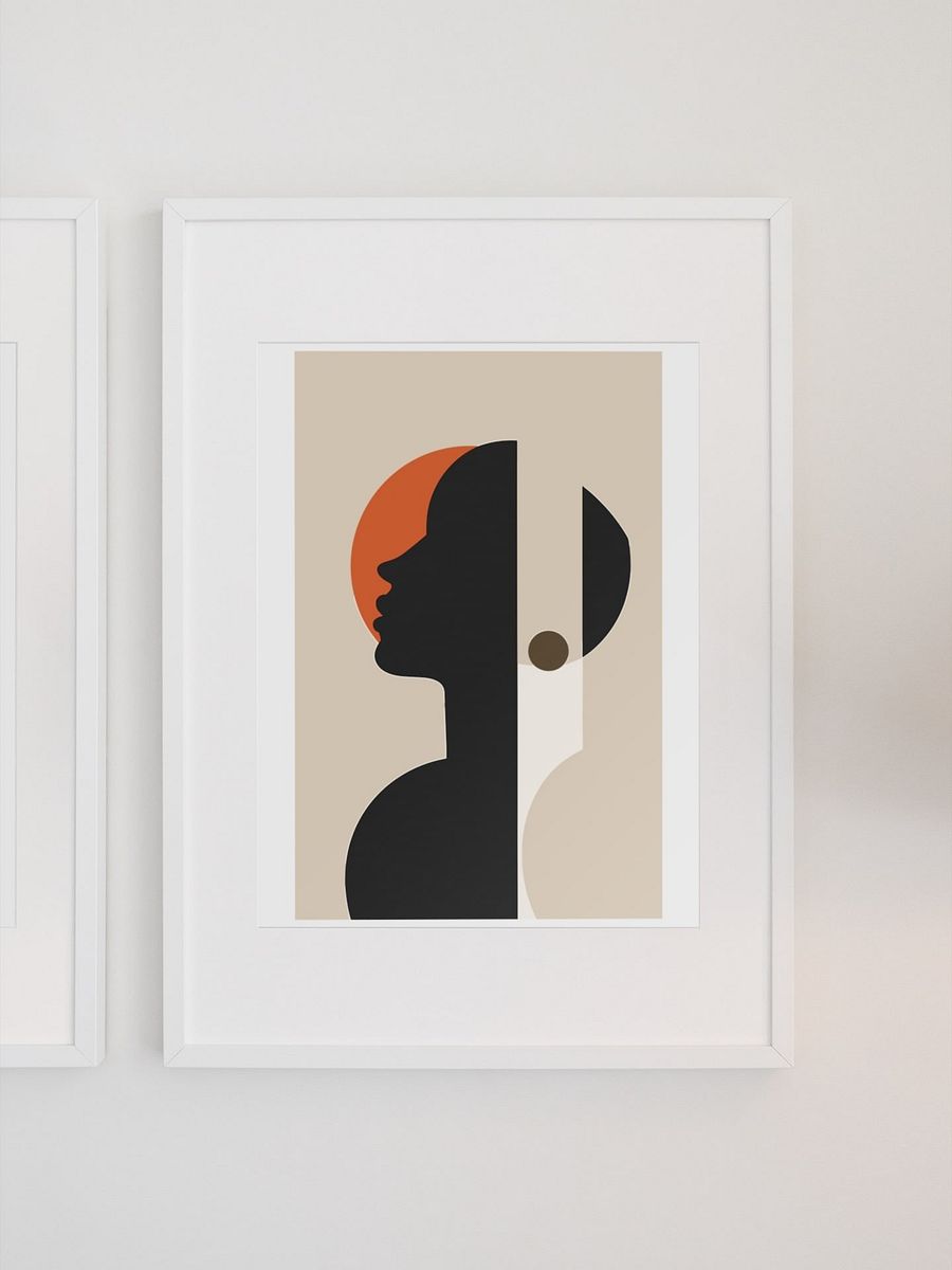 Minimalist Abstract Profile Poster, Modern Art Silhouette with Warm Earth Tones, Contemporary Portrait Print for Home Decor product image (1)