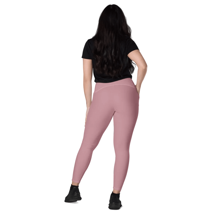 Plain Dusty Pink Soft Summer Women's High Waisted Premium Crossover Leggings with Pockets by Treasure Pie product image (8)