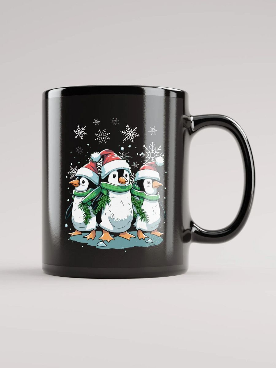 Santa Penguin Party Black Glossy Mug product image (2)