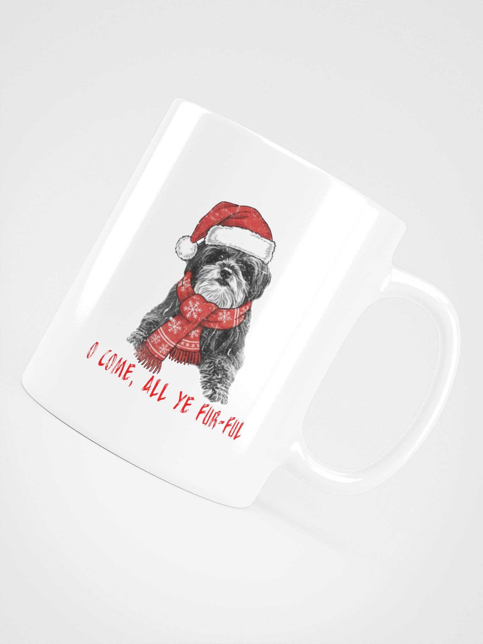 White Glossy Mug with Oh Come, All Ye Fur-ful product image (5)