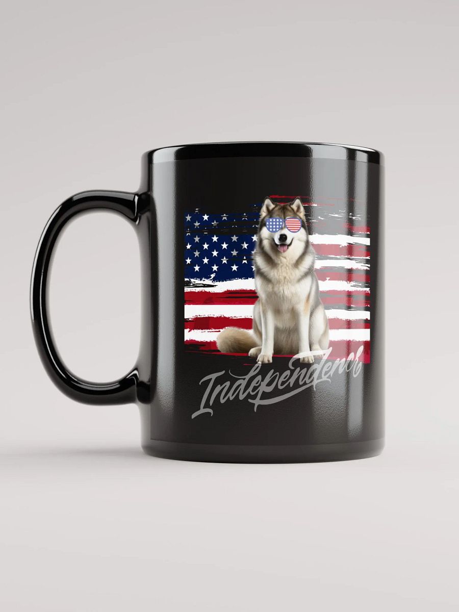 Alaskan Malamute American Flag Independence Black Glossy Mug product image (8)