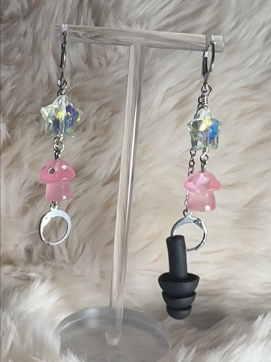 Glow in the Dark Mushies & Swarovski Stars Bass Busterz Earrings product image (1)