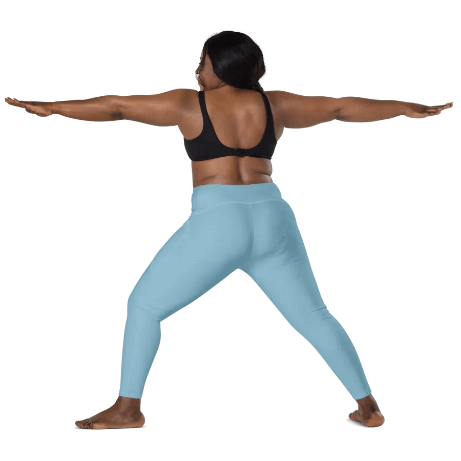 Plain Light Blue Soft Summer Women's High Waisted Premium Crossover Leggings with Pockets by Treasure Pie product image (12)