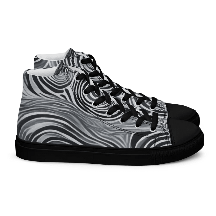 Funky Black and White Noir Liquid Tie-Dye Women's High-Top Canvas Shoes product image (3)