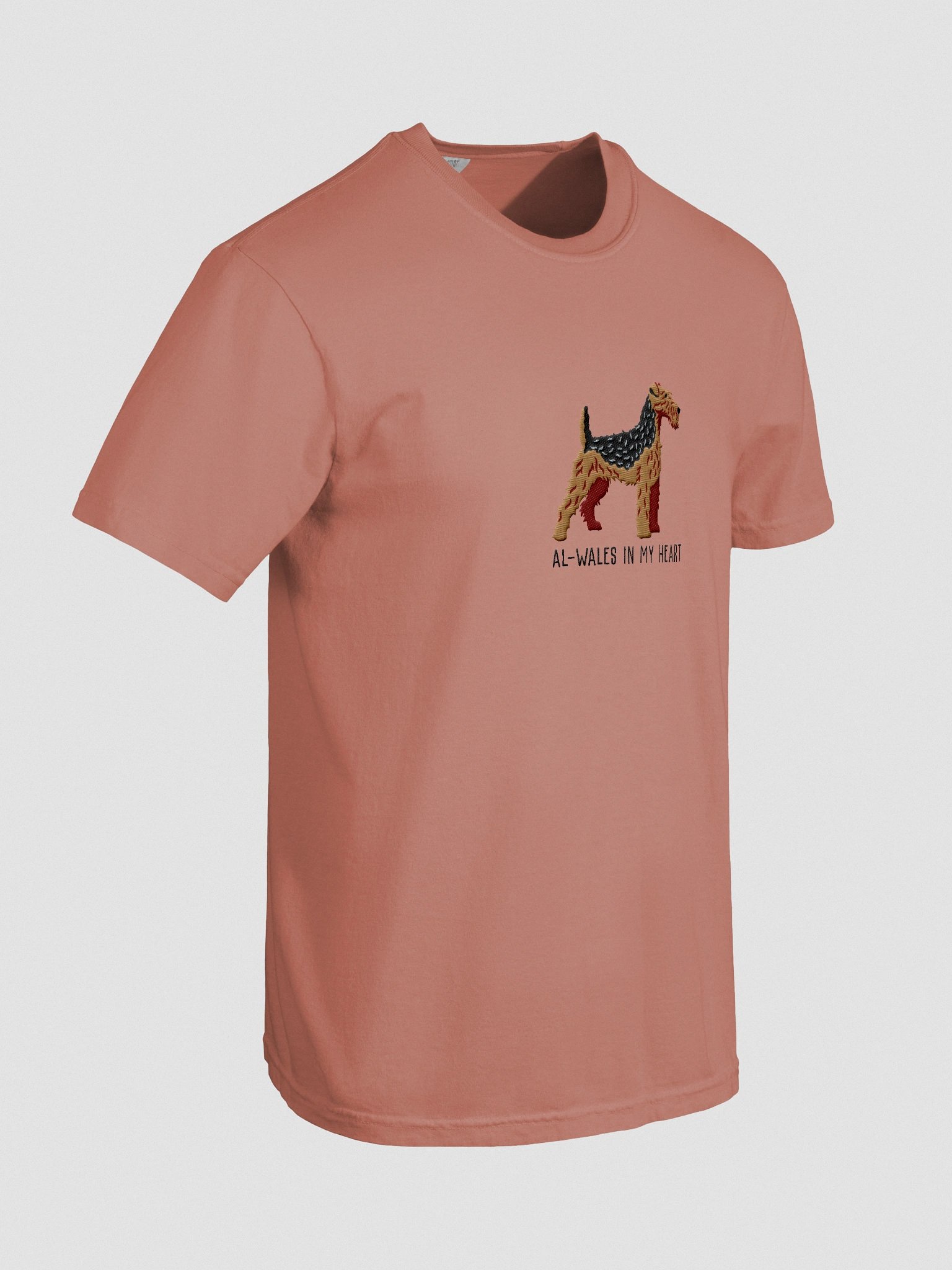 Al-Wales in My Heart T-Shirt(Embroidered) of a Welsh Terrier(Black & Tan) product image (11)