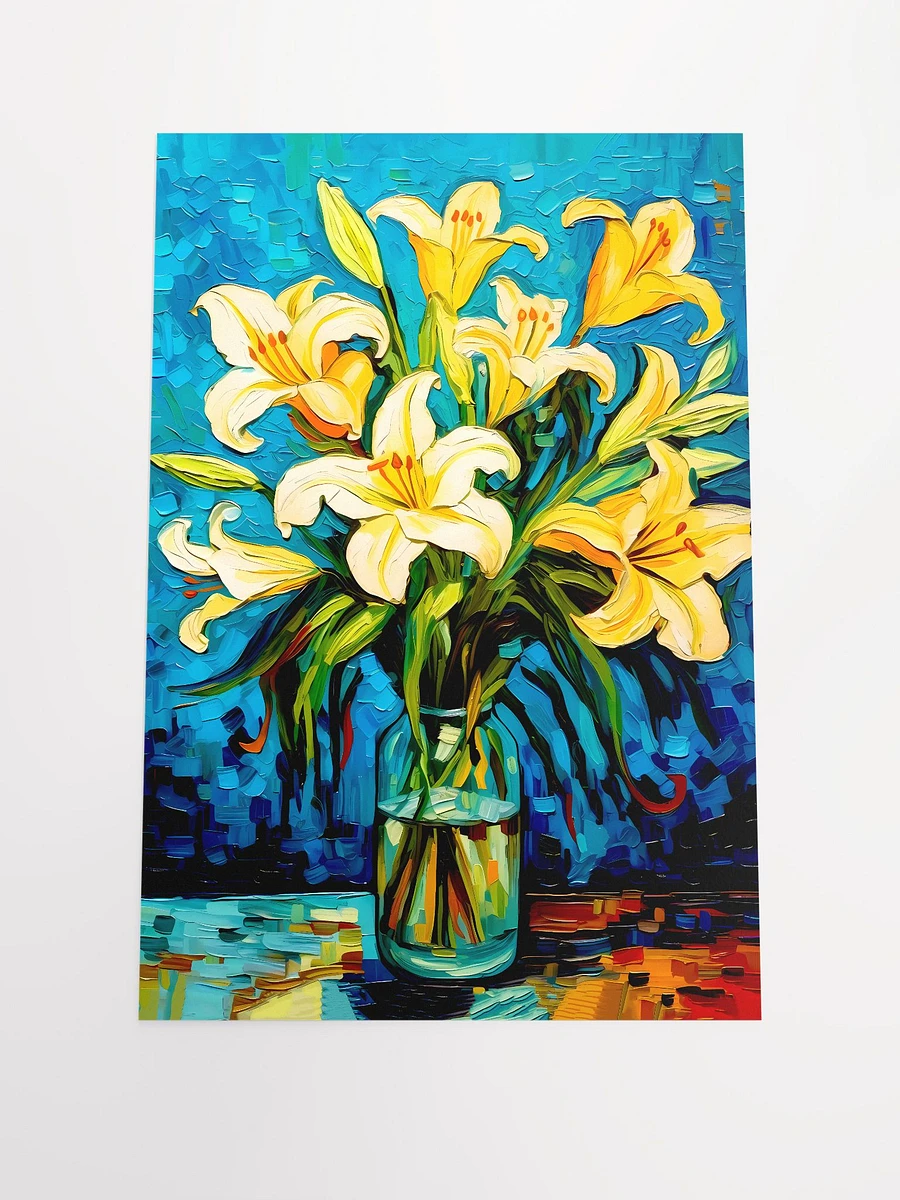 Vibrant Expressionist Lilies in Bloom Van Gogh Style Art Print Matte Poster product image (3)