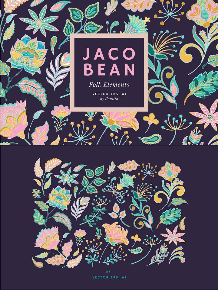 Jacobean Folk Vector Elements Set product image (1)