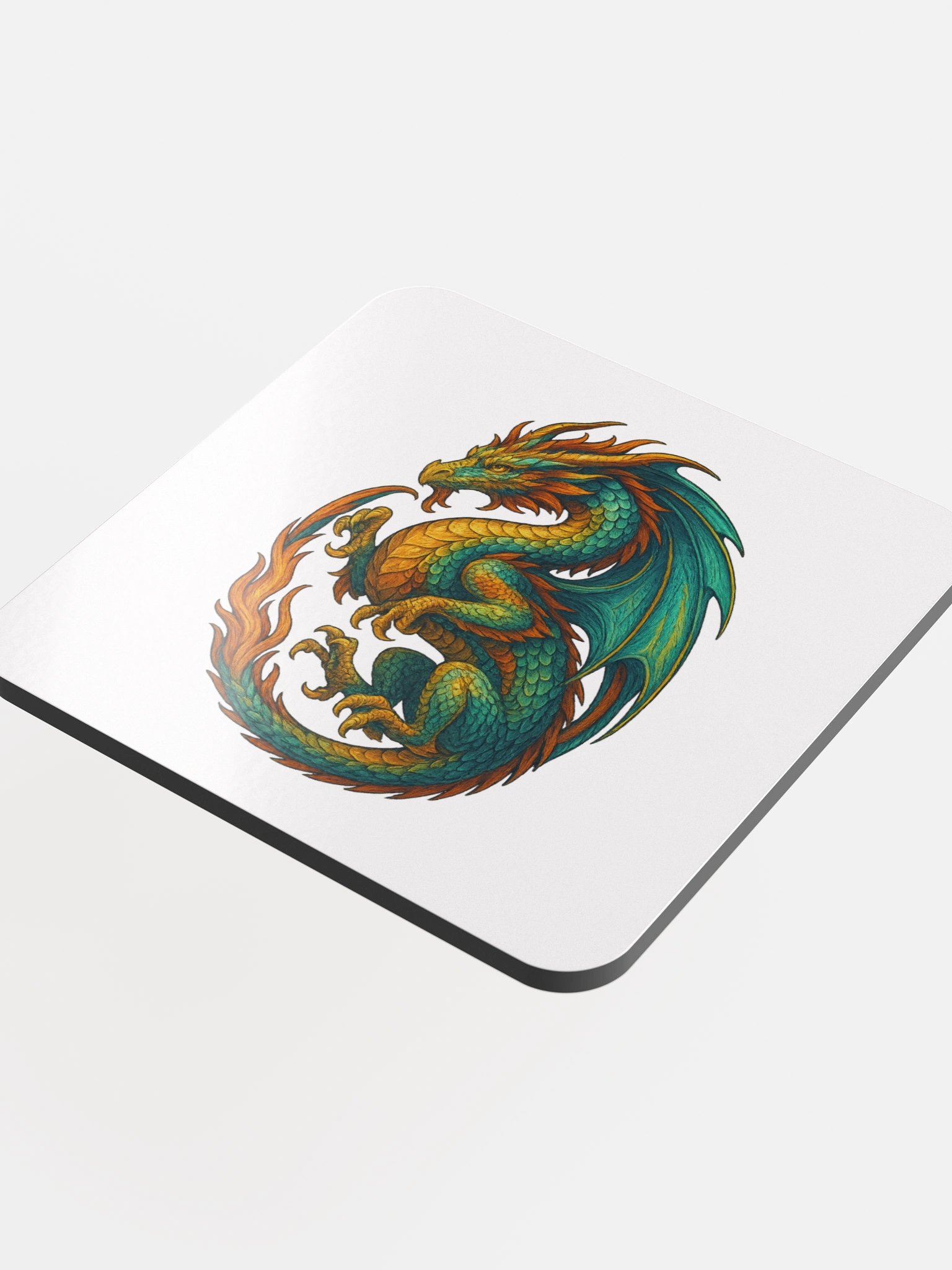 🔥 Colourful Dragon Coaster – On Burgundy Flame 🔥 product image (4)