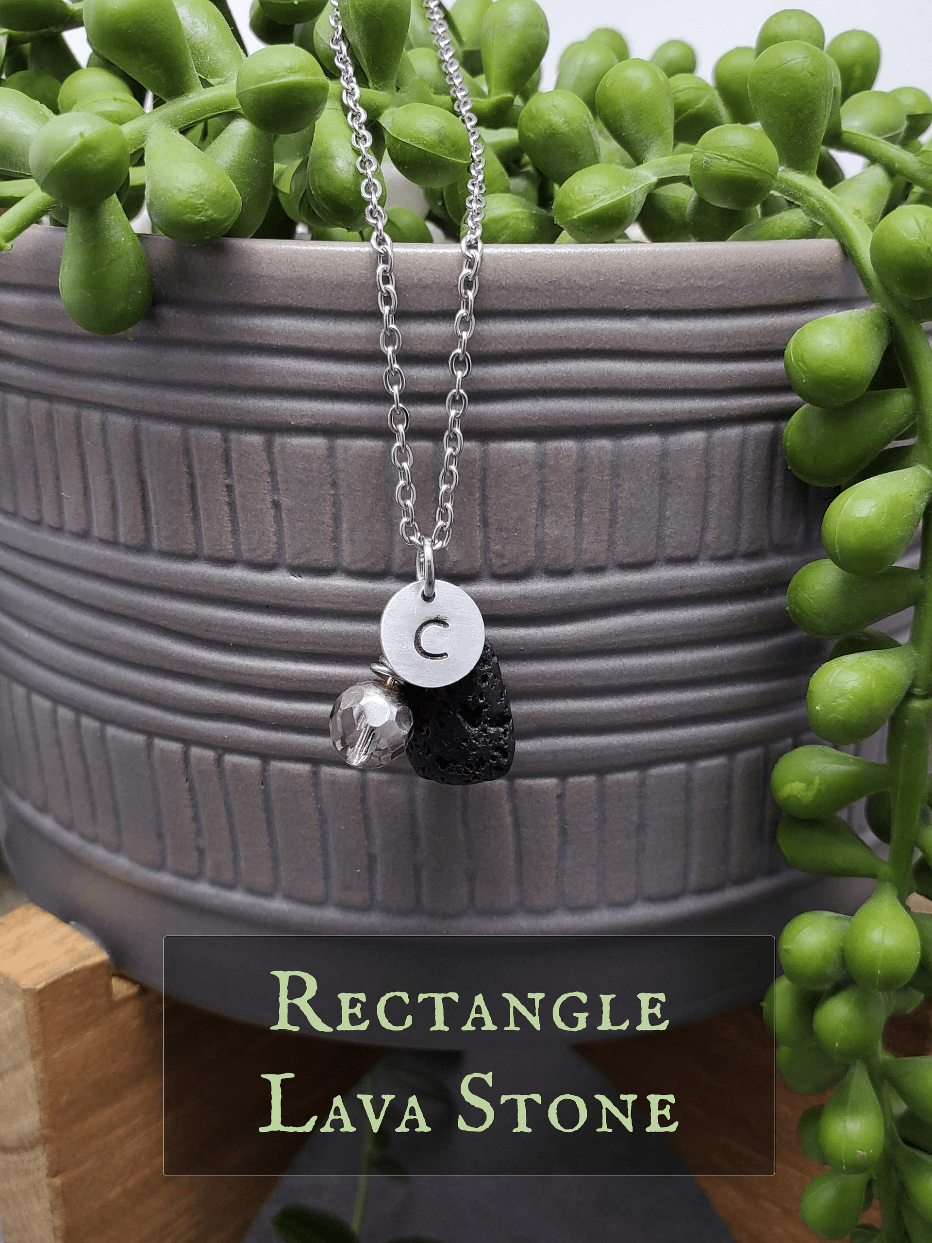 Czech Your Lava Personalized Necklace • Initial Diffuser Necklace • Minimalist Aromatherapy Jewelry product image (2)