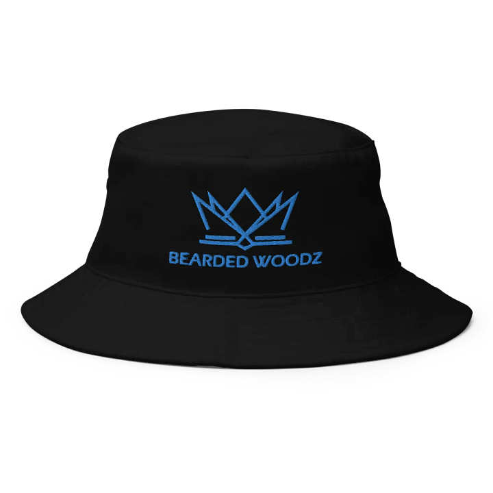 Bearded Woodz Black Bucket Hat (Aqua/Teal Embroidery) product image (1)