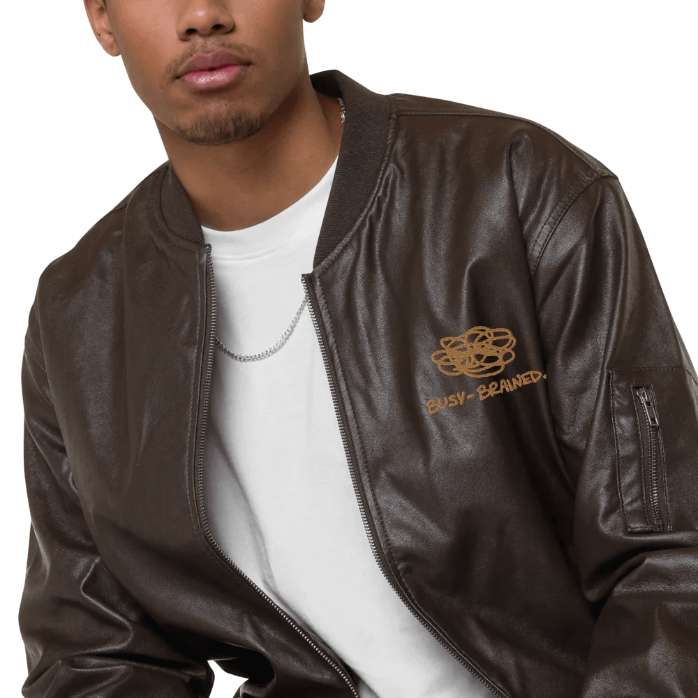 BUSY-BRAINED MONOCHROME BROWN FAUX LEATHER JACKET product image (7)