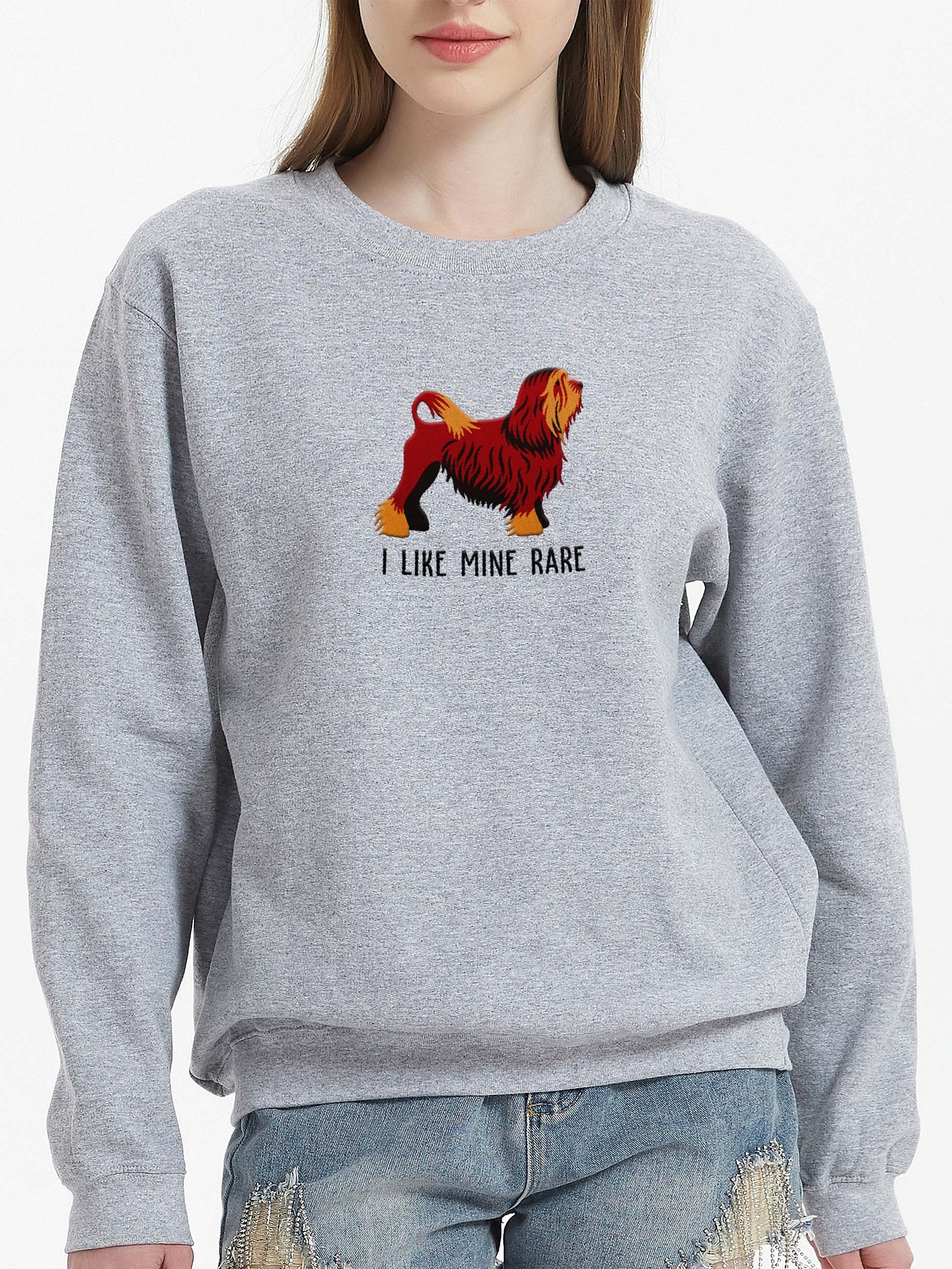 I Like Mine Rare Sweatshirt (Embroidered) of a Löwchen(Chocolate) product image (2)