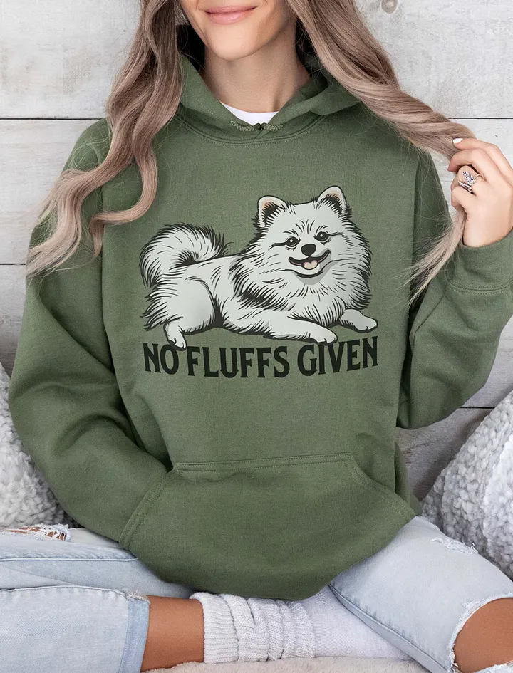 No Fluffs Given Hooded Sweatshirt of a Pomeranian(White) | Funny Hoodie for Pomeranian Paw-rents product image (13)