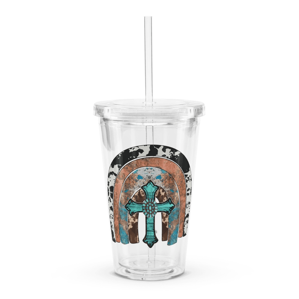 Jesus Rainbow Cowhide - Double Wall Clear Plastic Tumbler product image (1)