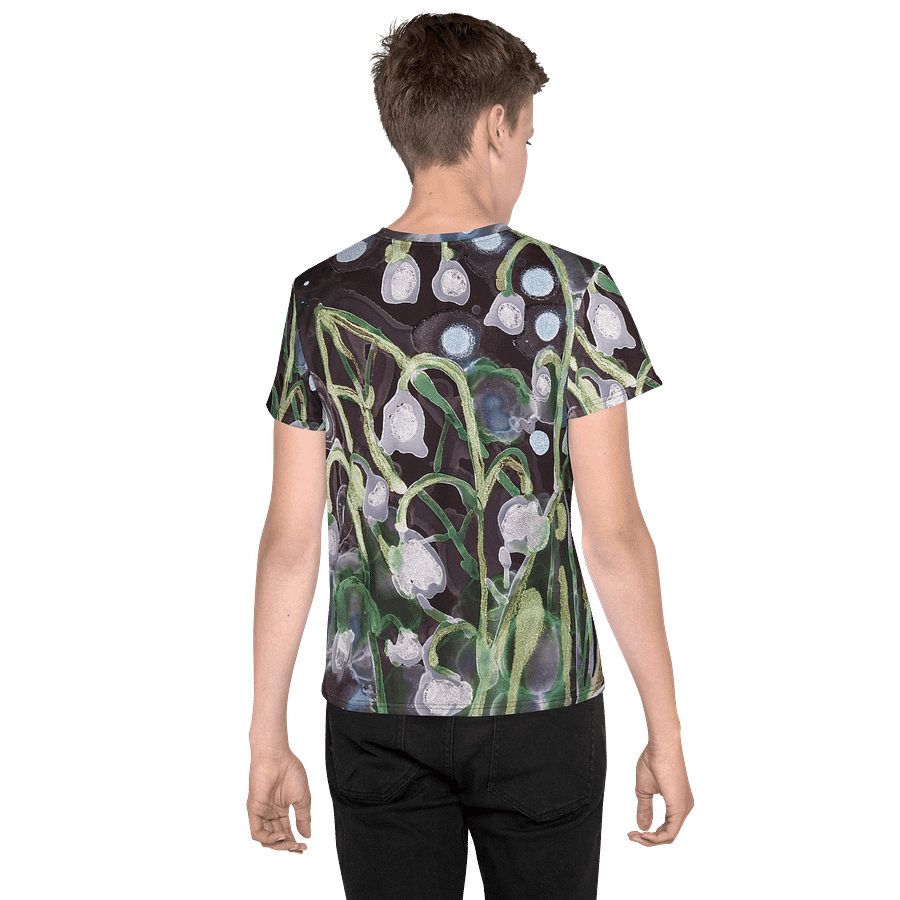 Vibrant Canvas Youth T-Shirt - Lilies of the Valley Ink Art Painting product image (2)