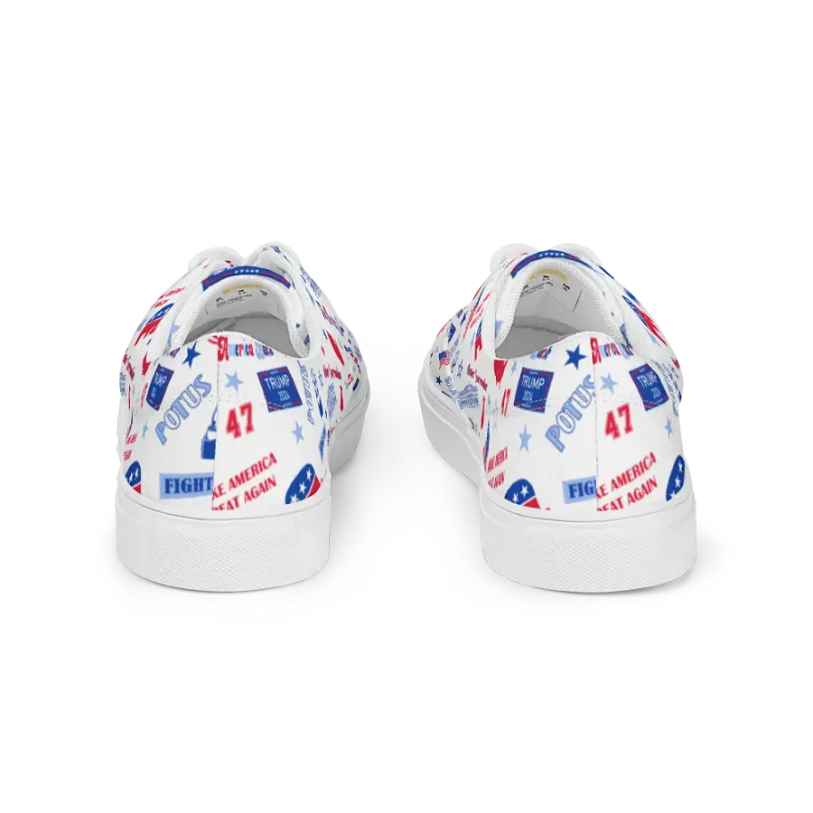 Trump 2024 Republican Patriot Make America Great Again White Pattern Low Top Canvas Shoes for women product image (6)