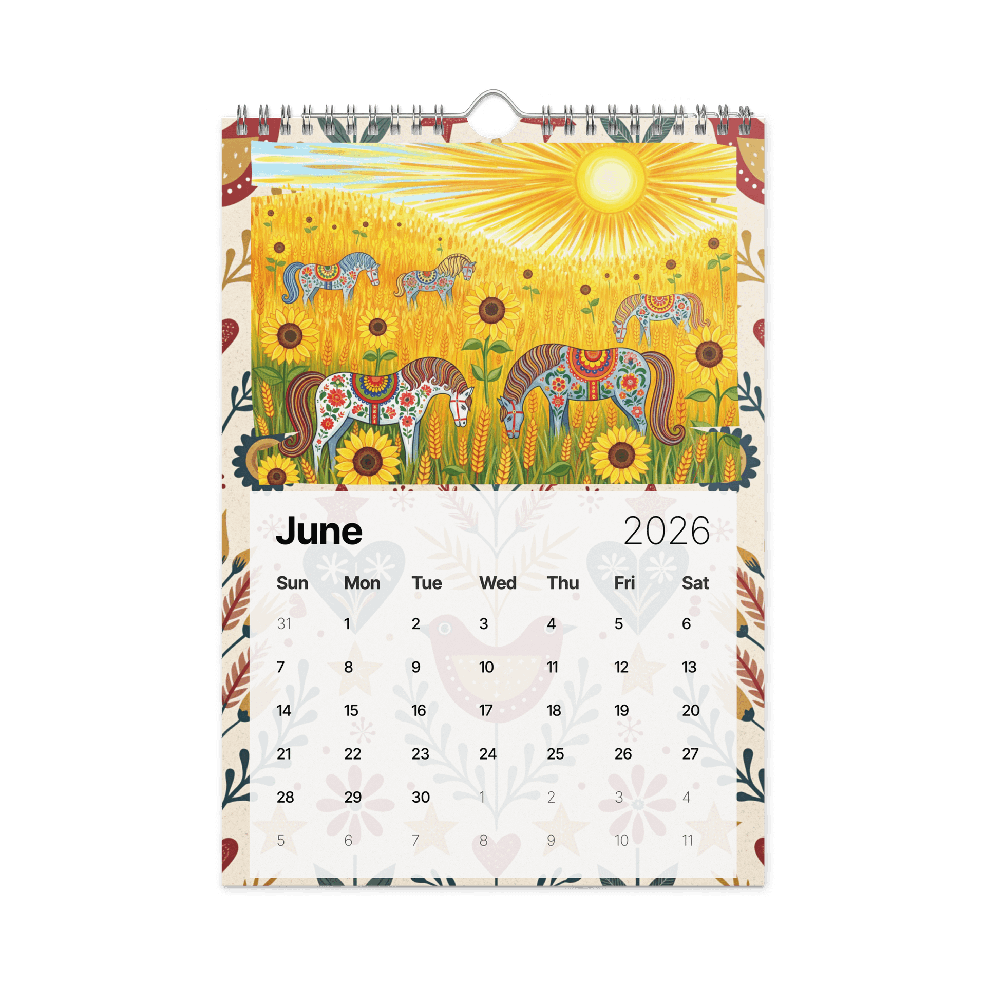 Folk Art Wall Calendar 2026 – A Year of Whimsical Traditions and Timeless Beauty product image (8)