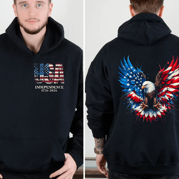 USA 250th Independence Hoodie | 1776-2026 Semiquincentennial | Patriotic Eagle & Flag product image (1)