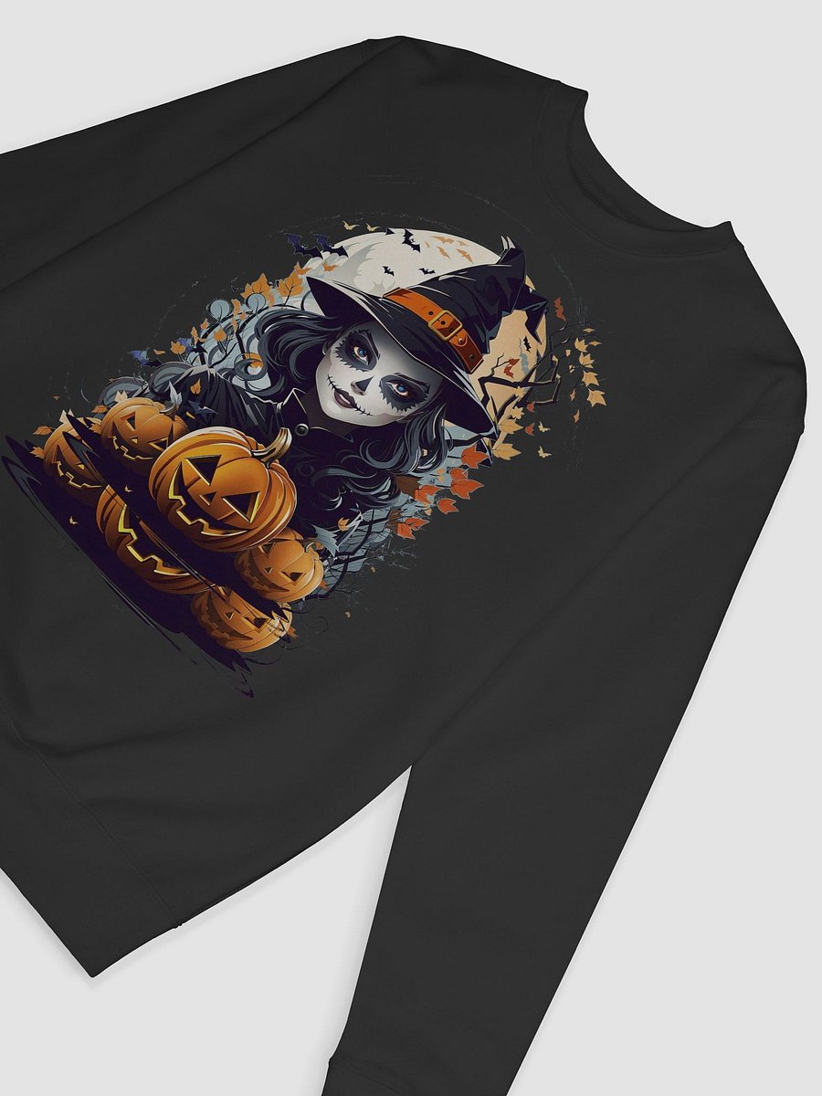 Witch and Pumpkins Sweatshirt – Gothic Halloween Pullover, Spooky Witch & Jack-o’-Lanterns Sweater product image (6)
