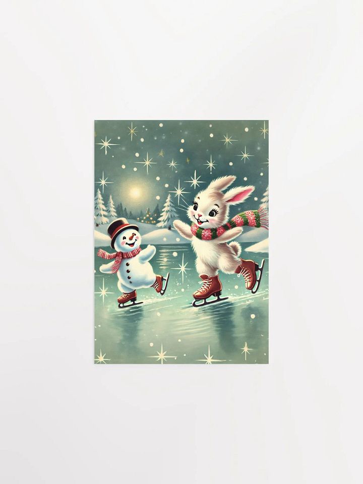 Bunny Rabbit and Snowman Ice Skating Premium Prints and Posters product image (4)