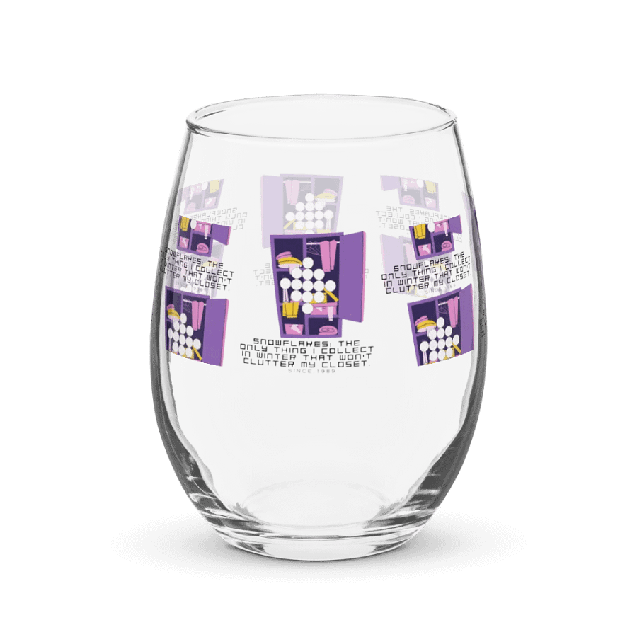 Snowflakes the only thing I collect in winter that won't clutter my closet. Stemless Wine Glass product image (5)