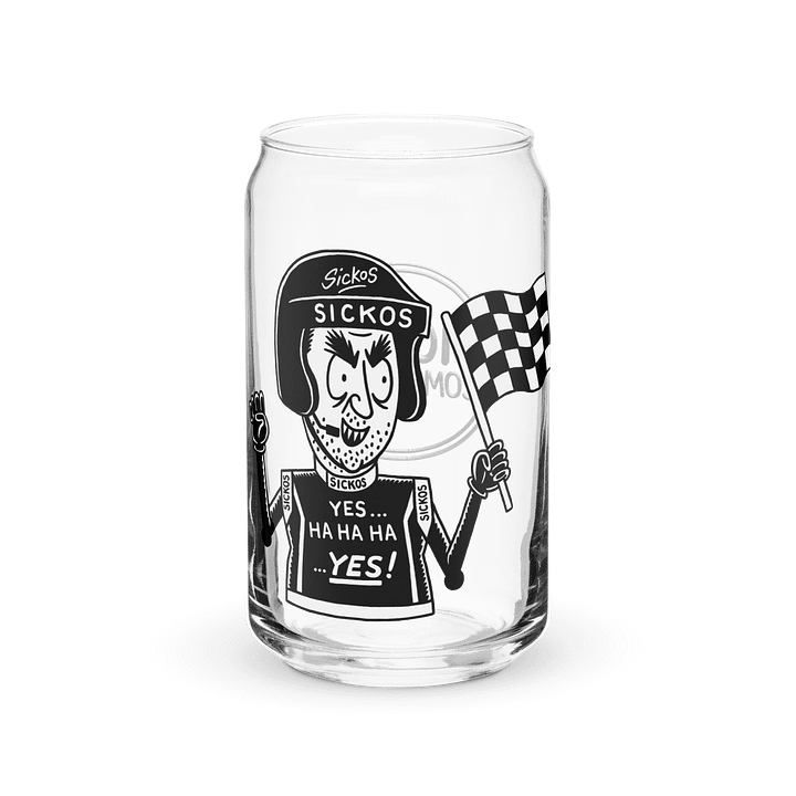 16oz Sickos Racecar Driver Can-Shaped Glass (with Optional Lid/Straw) product image (1)