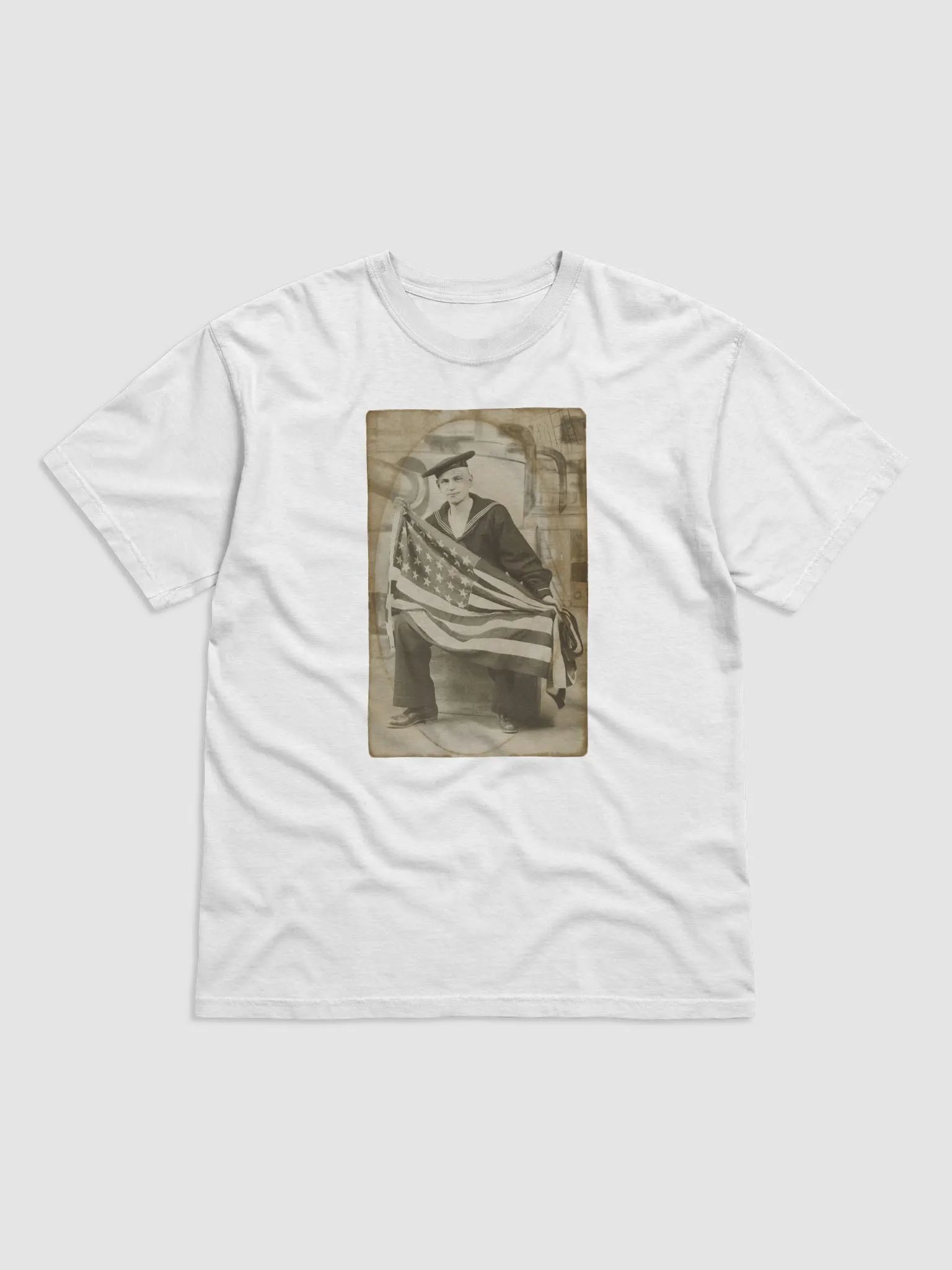 Sailor Holding American Flag By Unknown (c. 1910) - T-Shirt product image (1)