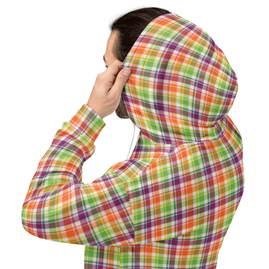 Purple, Orange, and Lime Green Plaid Hoodie product image (8)