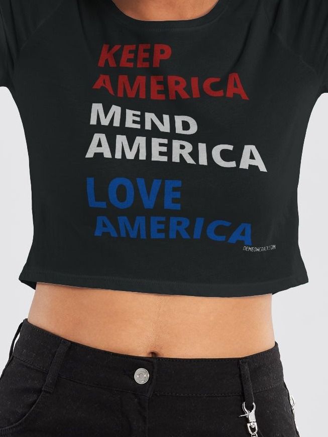 Patriotic KAMALA Keep Mend Love America Crop Tee product image (3)