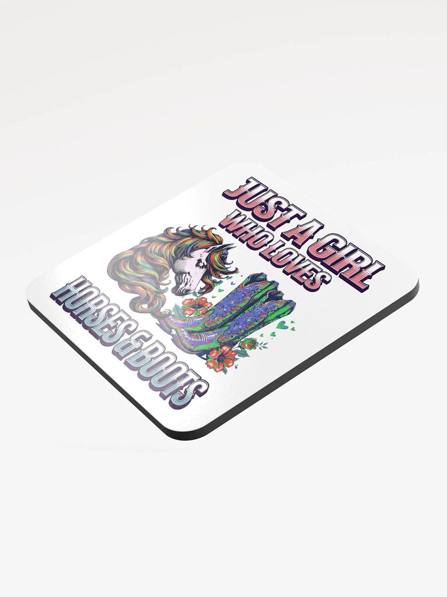 Just A Girl Who Loves Horses and Boots Illustrated Cork Coaster product image (3)