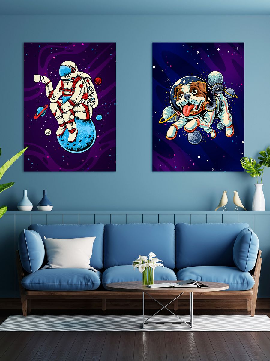 Astronaut, coffee, Moon — space poster, synthwave space, neon space, aesthetic poster product image (2)