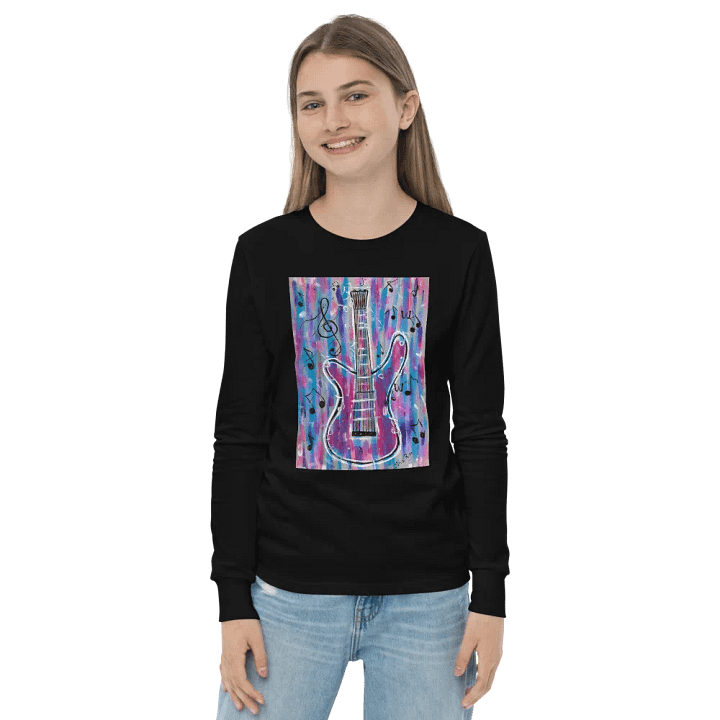 My Guitar (art by Dina R.) acrylic painting - Youth Long Sleeve T-Shirt product image (2)