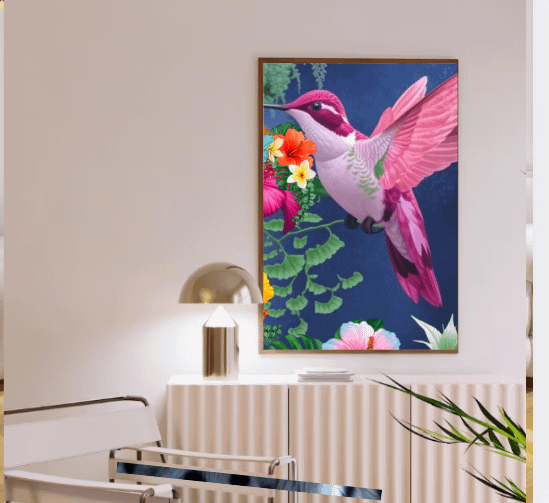 White and Pink Hummingbird Wall Art product image (7)