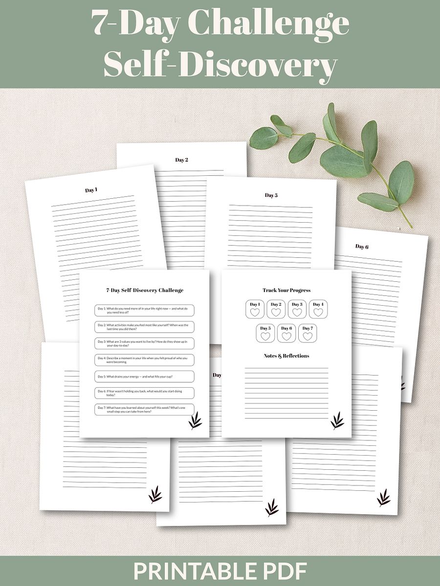Self-Reflection & Inner Growth Bundle 7-Day Challenges Printable product image (8)