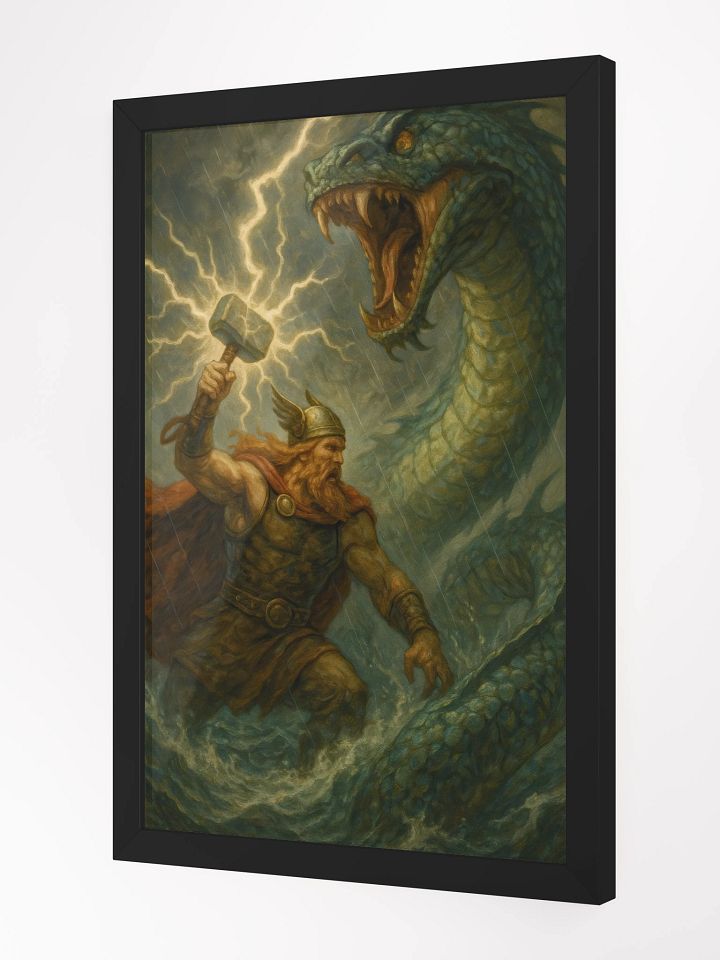 Thor vs Jormungandr Wood Matte Poster product image (4)