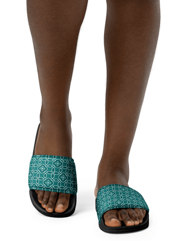 Teal Floral Geometric Women's Slides product image (1)