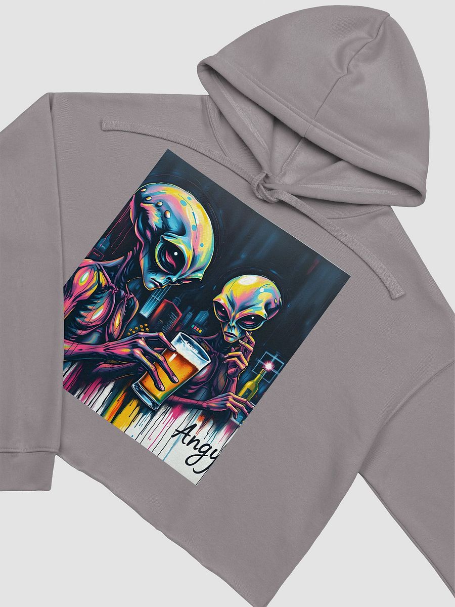 Aliens confused by beer, chic supersoft crop hoodie product image (3)
