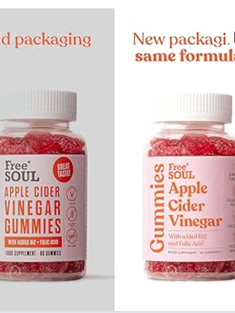 Apple Cider Vinegar Gummies with The Mother 1000mg | Enhanced with Vitamin B12 & Folic Acid | 60 Vegan ACV Capsules with Pomegranate & Beetroot Powder | Natural Ingredients by Free Soul product image (3)