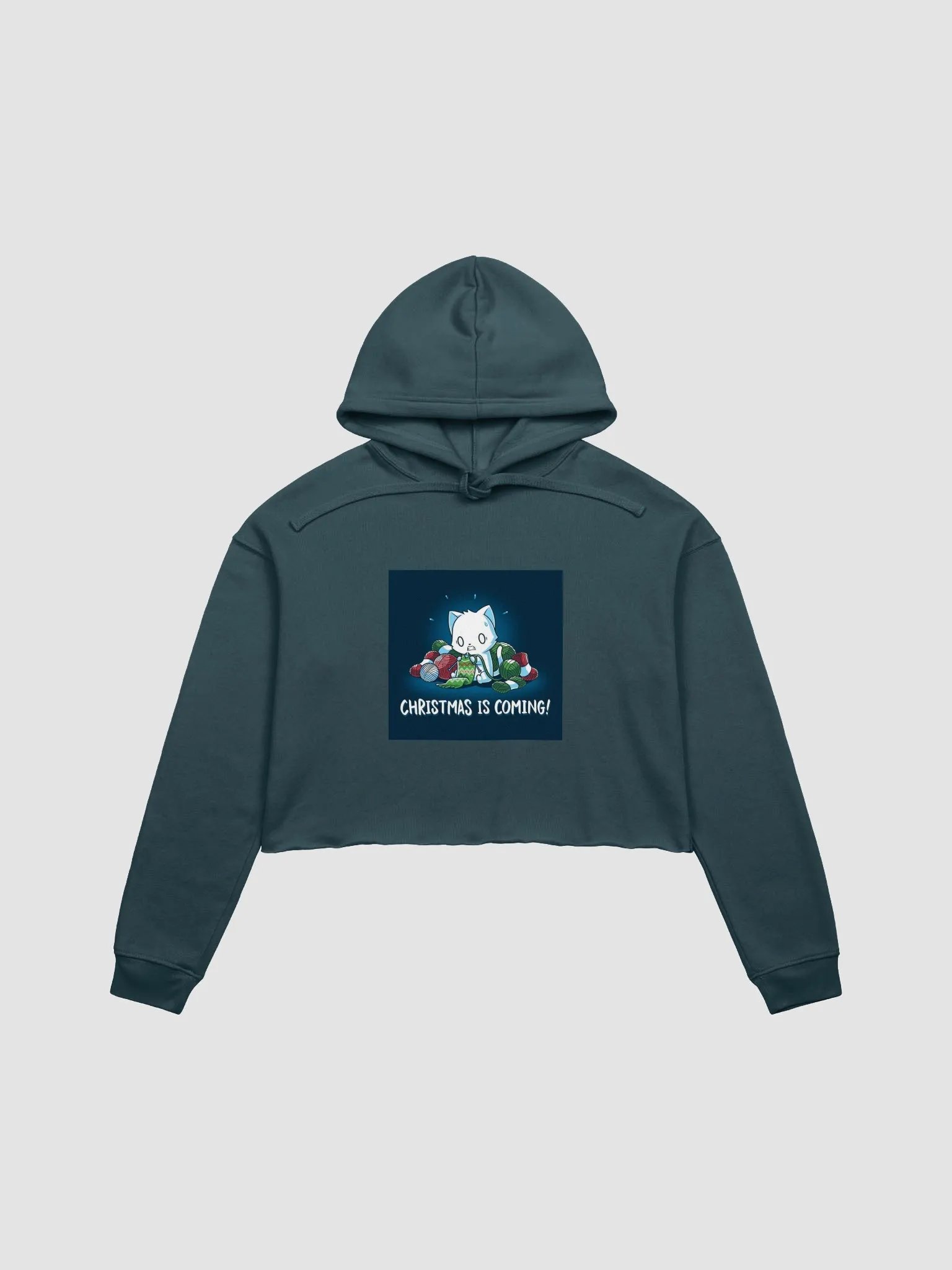 Christmas Cat Knitting Crop Hoodie product image (6)