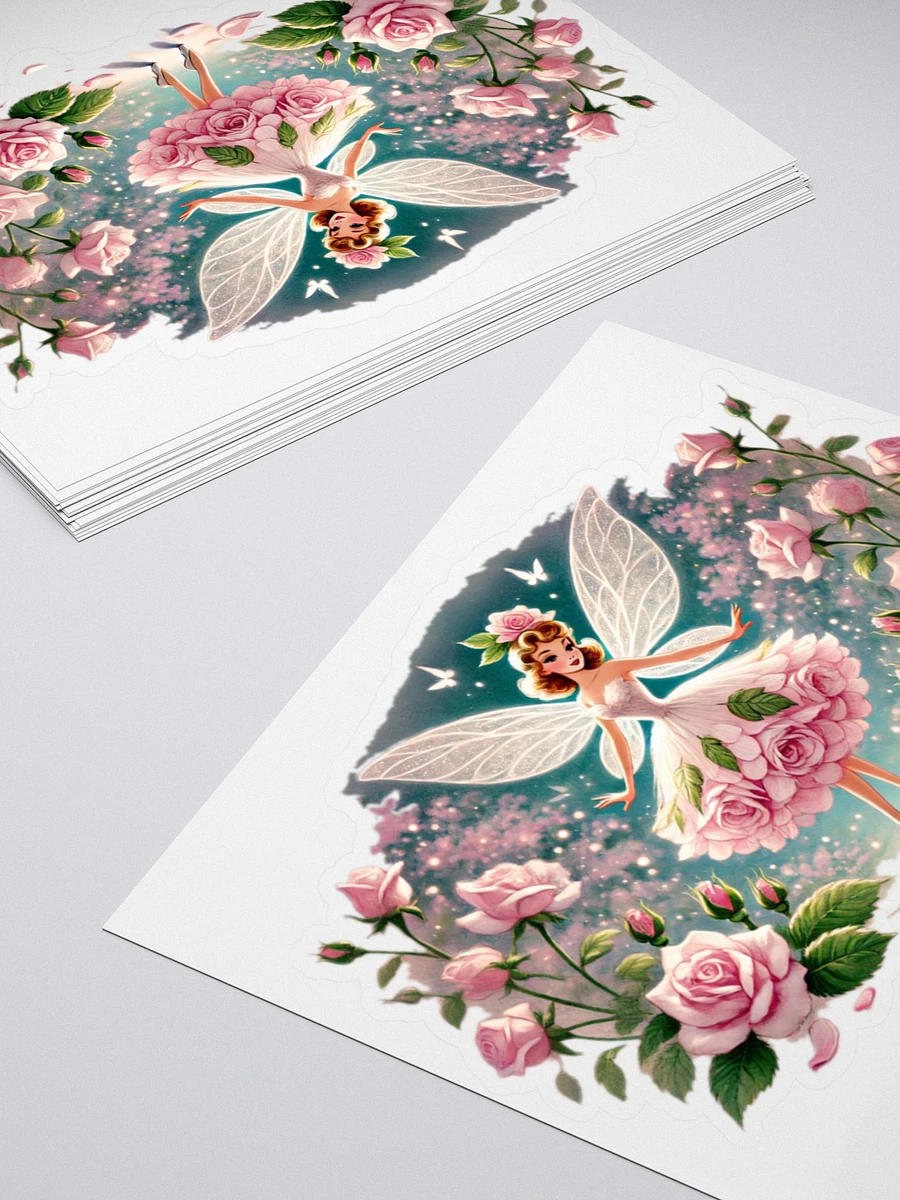 Pink Rose Fairy in a Beautiful Garden Stickers product image (4)