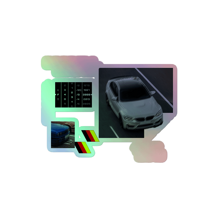 God's Chariot, German Automotive (White) | Holographic Sticker product image (2)