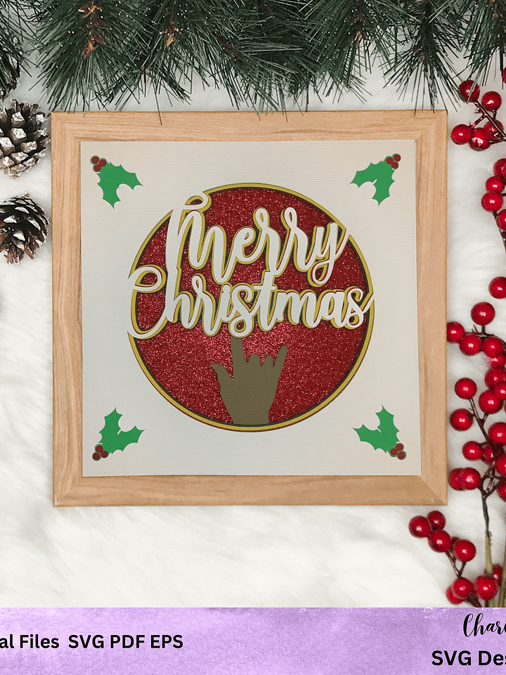 3D ASL Merry Christmas SVG Layered Shadow Box Design product image (1)
