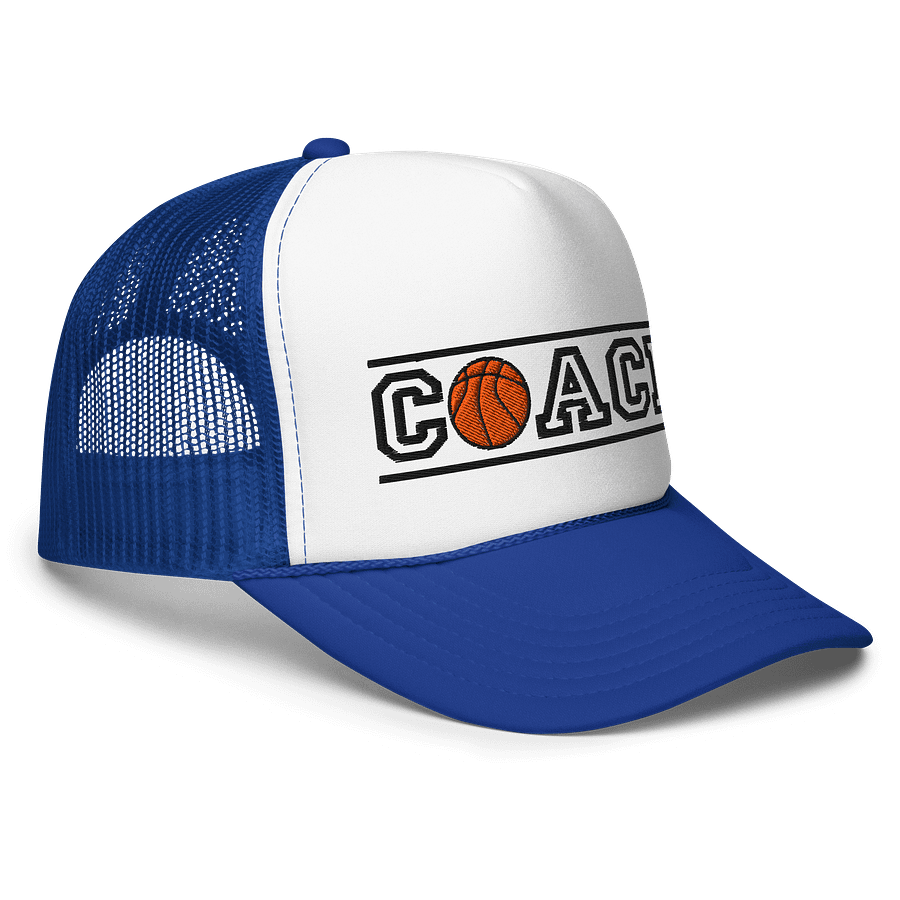 Basketball Coach Foam Trucker Hat – High Profile Snapback with Embroidered Design product image (9)