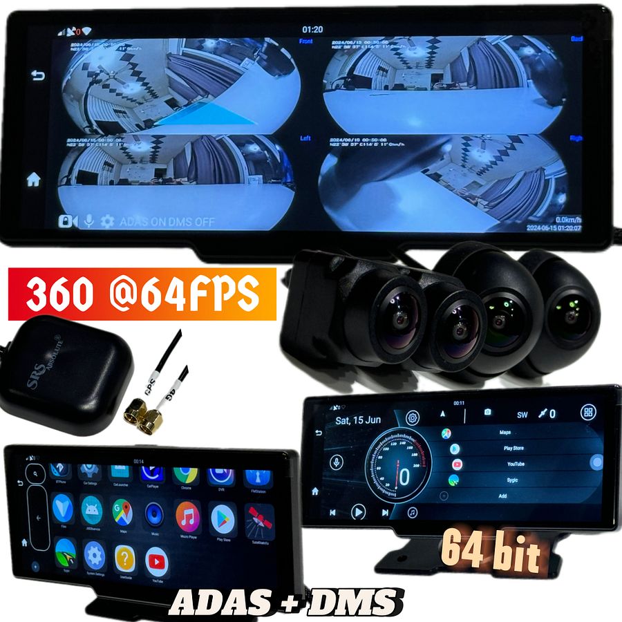 SRS ABSOLUTE 4CH 4G Smart 360° Dash Cam| Android| ADAS DMS| 24x7 Remote Audio/Video/GPS Monitor/Call/SOS| BT WIFI HotSpot|Motion/G-Sensor| Maps-Apps-PlayStore MicroSD Support|Steering Control|Rev Park product image (4)