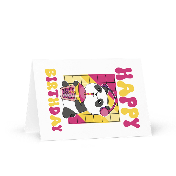 Happy Birthday (Panda With Bubble Tea) Birthday Card 5" x 7" product image (1)