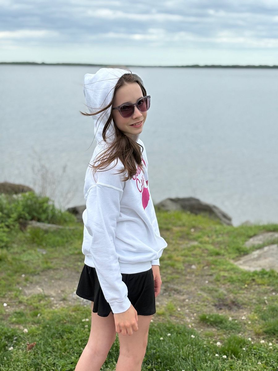 Girls' | BOURNE to Cape Cod™ | DTG Vintage Print | Youth Heavy Blend Hooded Sweatshirt | Rugged, Cozy, Adventure-Ready | Pink Logo product image (6)