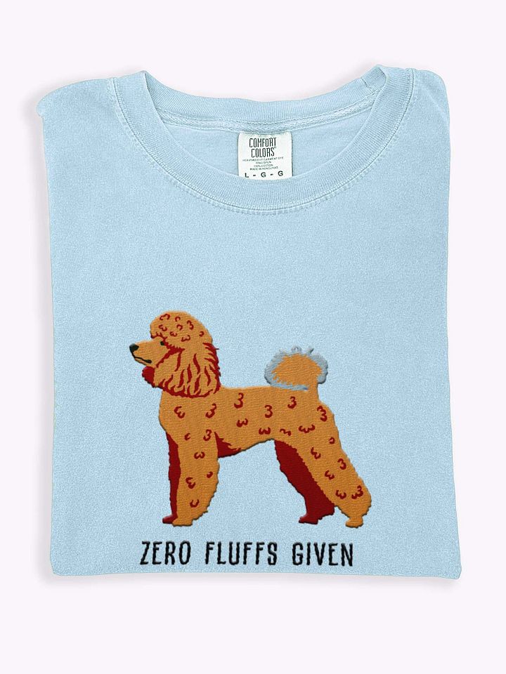 Zero Fluffs Given T-Shirt(Embroidered) of a Miniature Poodle(Tan) product image (1)