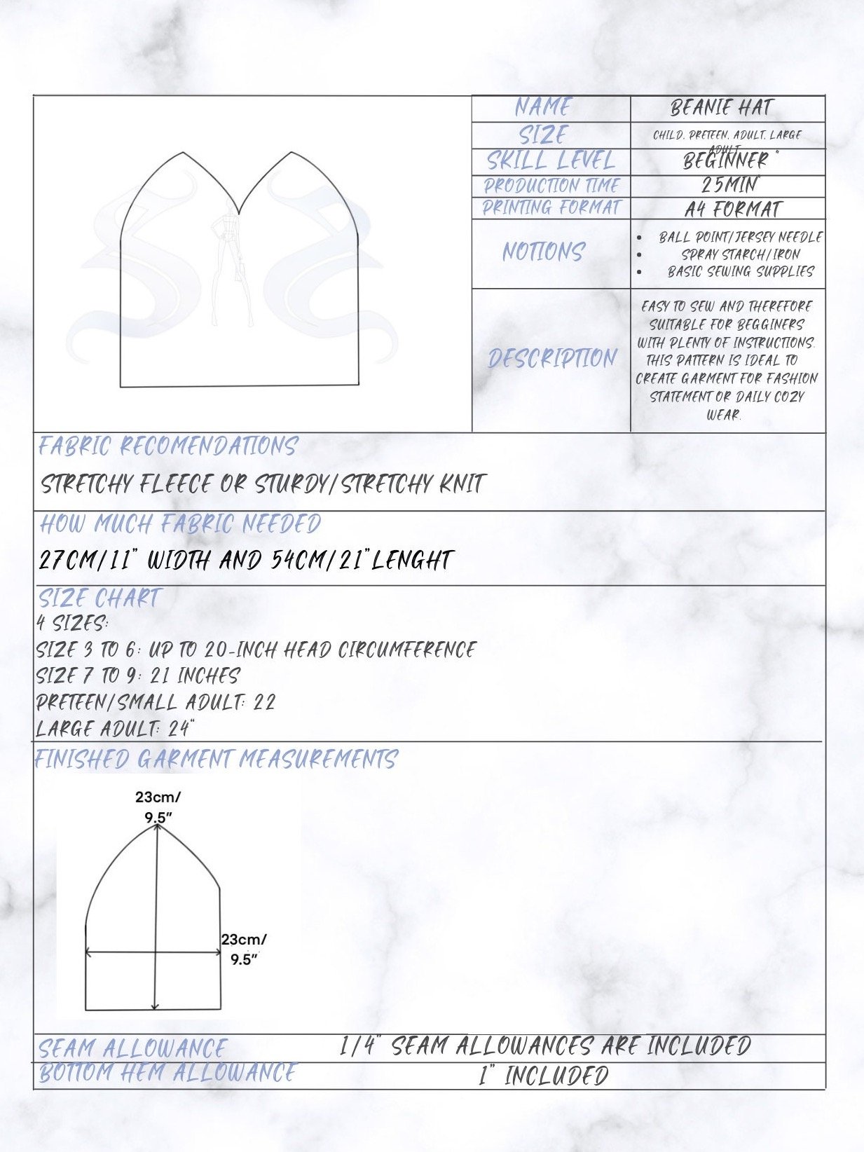 Beanie - Digital Sewing Pattern - Your New Favourite Headgear product image (4)